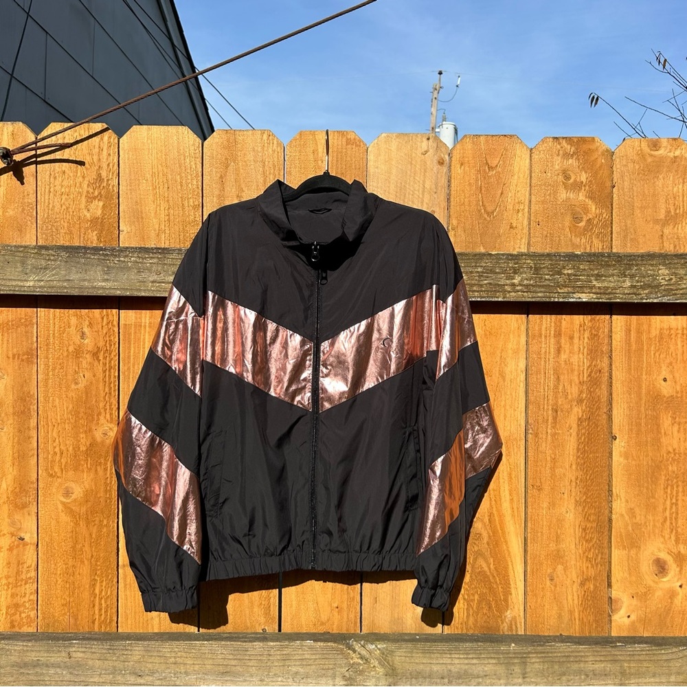 NWT Zyia Pink Shine‎ Rose Gold Metallic Block Jacket Size XXL